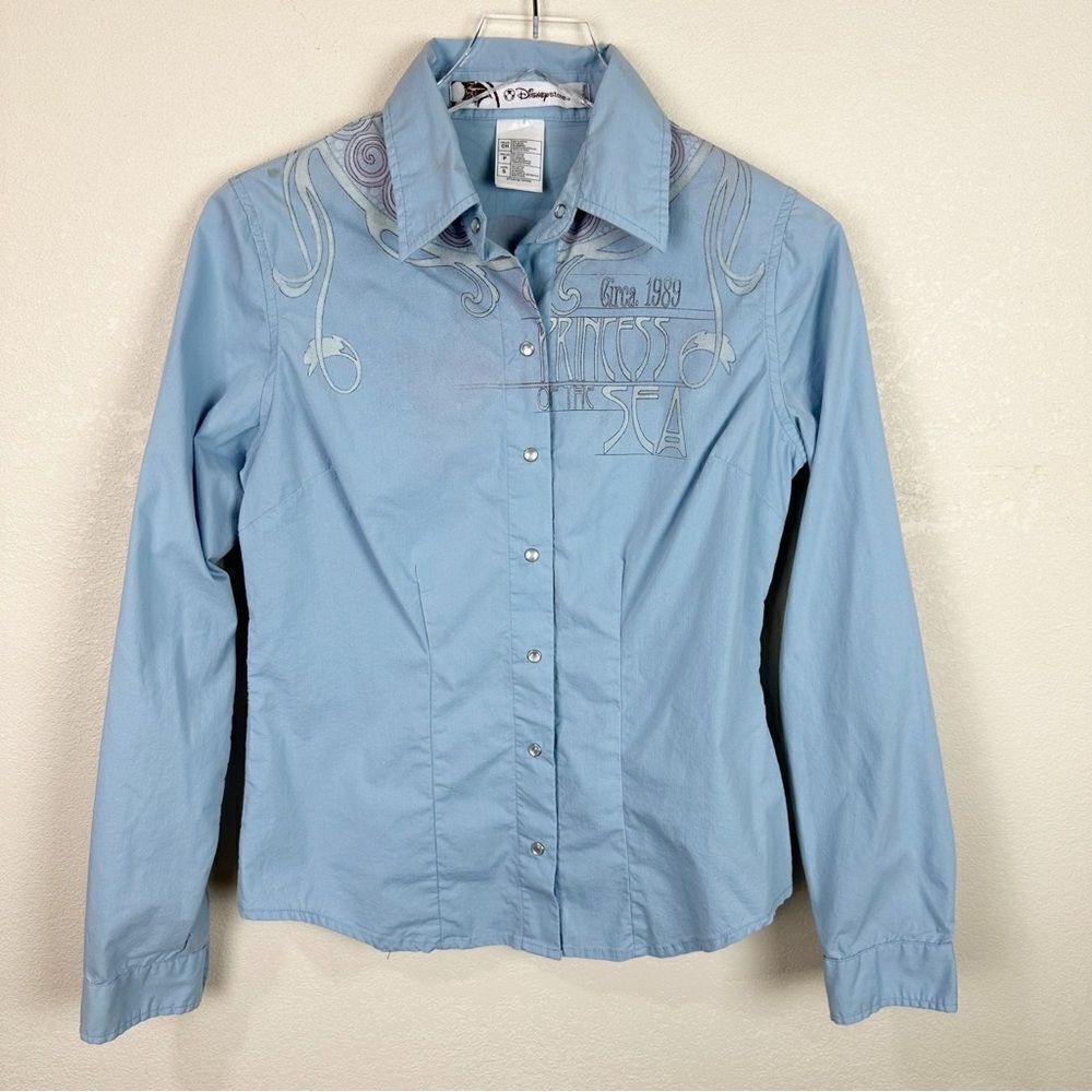 Disney Store Princess Ariel Snap Button Down Blouse Long Sleeve Small Vintage - Picture 2 of 8